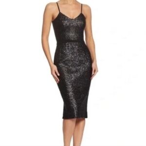 Dress The‎ Population Black Sequin Fitted Sexy Midi Cocktail Dress Party Holiday
